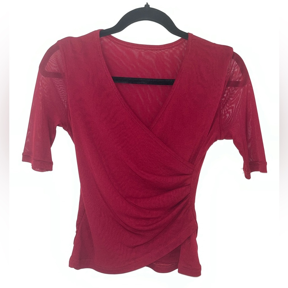 Red 3/4 Sleeve Danyu Blouse Size M